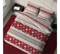 Parure Copripiumino Sacco Federe Fantasia Montagna Corvara Cuori Shabby 100%Coto