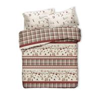 Parure copripiumino SCIATORI montagna stile tirolese 100% Cotone Made In Italy - Letto Misura 2 Piazze