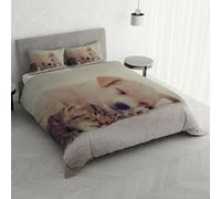 Parure Copripiumino stampa digitale GOODNIGHT - Made in Italy 100% microfibra con trattamento Mano Pesca - Sacco Piumino letto Matrimoniale 250x200 cm con patella + 2 federe - LILLI