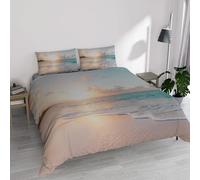 Parure Copripiumino stampa digitale GOODNIGHT - Made in Italy 100% microfibra con trattamento Mano Pesca - Sacco Piumino letto Matrimoniale 250x200 cm con patella + 2 federe - HAITI