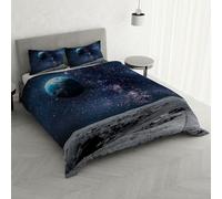 Parure Copripiumino stampa digitale GOODNIGHT - Made in Italy 100% microfibra con trattamento Mano Pesca - Sacco Piumino letto Matrimoniale 250x200 cm con patella + 2 federe - EARTH