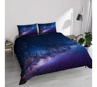 Parure Copripiumino stampa digitale GOODNIGHT - Made in Italy 100% microfibra con trattamento Mano Pesca - Sacco Piumino letto Matrimoniale 250x200 cm con patella + 2 federe - ANDROMEDA