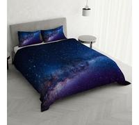 Parure Copripiumino stampa digitale GOODNIGHT - Made in Italy 100% microfibra con trattamento Mano Pesca - Sacco Piumino letto Matrimoniale 250x200 cm con patella + 2 federe - ANDROMEDA