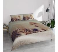 Parure Copripiumino stampa digitale GOODNIGHT - Made in Italy 100% microfibra con trattamento Mano Pesca - Sacco Piumino letto Matrimoniale 250x200 cm con patella + 2 federe - LILLI