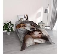 Parure Copripiumino stampa digitale GOODNIGHT - Made in Italy 100% microfibra con trattamento Mano Pesca - Sacco Piumino letto Singolo 150x200 cm con patella + 1 federa - PEGGY