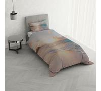 Parure Copripiumino stampa digitale GOODNIGHT - Made in Italy 100% microfibra con trattamento Mano Pesca - Sacco Piumino letto Singolo 150x200 cm con patella + 1 federa - HAITI