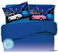 PARURE COPRIPIUMINO una piazza e mezza 1 1/2 500 cars bianco rosa blu 100%cotone