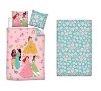 Parure da letto 3 pezzi principesse Disney, 100% cotone, copripiumino 140 x 200 cm + federa 65 x 65 cm + lenzuolo 90 x 190 cm