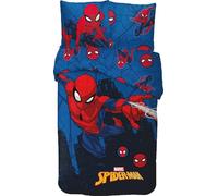 Parure da letto con licenza per bambini, copripiumino reversibile 140 x 200 cm, federa 63 x 63 cm, 100% cotone (Parure da letto Spiderman - B, 140 x 200 cm)