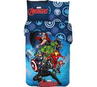 Parure da letto con licenza per bambini, copripiumino reversibile 140 x 200 cm, federa 63 x 63 cm, 100% cotone (Parure da letto Avengers - A, 140 x 200 cm)