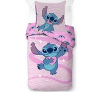 Parure da letto Disney Lilo e Stitch 100% cotone, 140 x 200 cm, copripiumino + 1 federa 63 x 63 cm, 100% merchandise ufficiale (C)