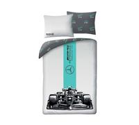 Halantex Parure da letto Formula 1 Mercedes, 100% cotone, copripiumino reversibile 140 x 200 cm e federa per cuscino