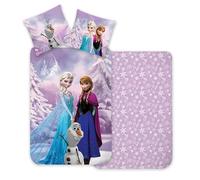 Parure da letto Frozen 100% cotone, copripiumino per letto piccolo 100 x 135 cm + federa 40 x 60 cm, reversibile, con Elsa, Anna e Olaf