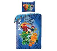 Parure da letto Lego Ninjago reversibile, copripiumino 135 x 200 cm + federa 80 x 80 cm, blu