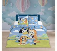 Parure da letto matrimoniale Bluey, 2 persone, copripiumino reversibile 200 x 200 cm + 2 federe 65 x 65 cm, in policotone