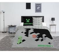 Parure da letto matrimoniale Minecraft per 2 persone, copripiumino reversibile 240 x 220 cm + 2 federe 65 x 65 cm, in policotone