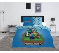 Parure da letto matrimoniale Minecraft Ready to Survive, 2 persone, copripiumino reversibile 240 x 220 cm + 2 federe 63 x 63 cm