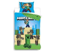 Parure da Letto Minecraft, Copripiumino Reversibile 140x200 cm, Federa per Cuscino 65x65 cm (Parure Copripiumino Minecraft)