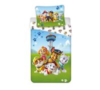 Parure da letto Pat Patrol reversibile, 100% cotone, copripiumino 140 x 200 cm + federa 65 x 65 cm, con Everest, Stella, Chase, Marcus e Ruben