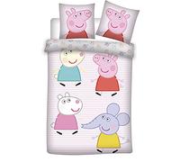 Parure da letto Peppa Pig 100% cotone, copripiumino rosa a righe 100 x 135 cm + federa 40 x 60 cm