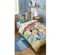 Parure da letto per bambini Bluey - copripiumino 100 x 135 cm e federa 40 x 60 cm - 100% cotone - certificato Oeko-TEX - design reversibile Famiglia Heeler - letto per neonato/junior