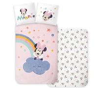 Parure da letto per bambini Minnie Mouse - 100 x 135 cm + 40 x 60 cm - 100% cotone - copripiumino e federa - motivo arcobaleno e nuvola