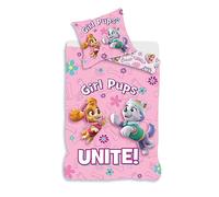 Parure da letto per bambini Paw Patrol Stella e Everest, 100% cotone, copripiumino rosa 100 x 135 cm + federa 40 x 60 cm