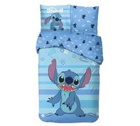 Parure da letto Stitch per bambini, copripiumino reversibile 140 x 200 cm, federa 63 x 63 cm, 100% cotone (set di biancheria da letto Stitch in blu, 140 x 200 cm)