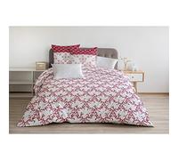 Parure de couette 220x240 cm HOME LINGE PASSION FRISE : Housse de couette + 2 taies d'oreiller - 100% Coton 57 Fils - Bordeaux