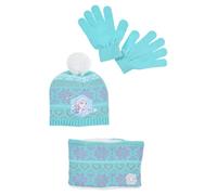 Parure di cappello scaldacollo e guanti invernale con personaggi per femminuccia Frozen (52, PARFROSCAL GHIACCIO)