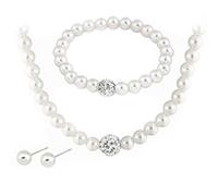 Parure di gioielli con perle finte per damigella d'onore, collana, orecchini, braccialetto, con manico comodo