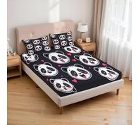 Parure Di Lenzuola Elegante Per Letto Singolo, Motivo Con Distintivo Panda, Con 2 Federe E 90X190Cm Lenzuolo Con Angoli, Per Bambini E Ragazzi, Con Animale Dei Cartoni Animati