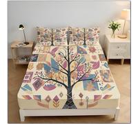 Parure Di Lenzuola Elegante Per Letto Singolo, Motivo Con Illustrazione Floreale, Con 2 Federe E 90X190Cm Lenzuolo Con Angoli, Per Bambini E Ragazzi, Con Geometrica Bohémien