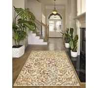 Parure di tappeti KAZAKH 1529 stile orientale persiano beige e multicolore tris scendiletto (1pz cm.80x150 + 2pz cm.60x120)