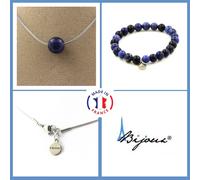 Pietre E Minéraux. Parure Gioielli Braccialetto Collana 1 Perla Sodalite 8 Mm.