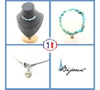 Parure Gioielli Braccialetto Collana 10 Perle Pietra Larimar Repubblica Taglia