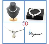 Parure Gioielli Braccialetto Collana 15 Perle Quarzo Crepe Del Brasile 8 Taglia