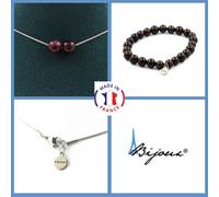 Minerali Collezione. Parure Gioielli Braccialetto Collana 2 Perle Granato 8 Mm.
