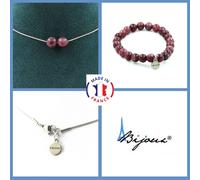 Parure Gioielli Braccialetto Collana 2 Perle Lepidolite 8 Mm. Catena IN Taglia