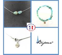 Parure Gioielli Braccialetto Collana 2 Perle Pietra Larimar Repubblica Taglia