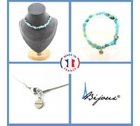 Parure Gioielli Braccialetto Collana 20 Perle Pietra Larimar Repubblica Taglia