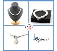 Parure Gioielli Braccialetto Collana 20 Perle Quarzo Crepe Del Brasile 8 Taglia