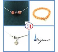 Parure Gioielli Braccialetto Collana 3 Perle Eliolite D'Africa Taglia Persiano
