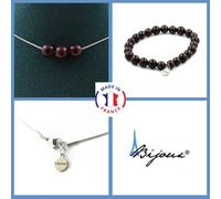 Minerali Collezione. Parure Gioielli Braccialetto Collana 3 Perle Granato 8 Mm.