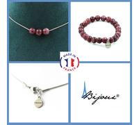 Parure Gioielli Braccialetto Collana 3 Perle Lepidolite 8 Mm. Catena IN Taglia