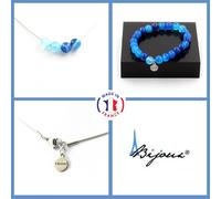 Parure Gioielli Braccialetto Collana 4 Perle Agata Phylum Blu 8 Mm. Taglia
