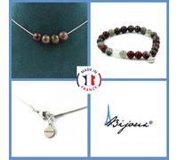 Parure Gioielli Braccialetto Collana 4 Perle Diaspro Sangue Di Dragone 8 Mm. UK