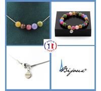 Parure Gioielli Braccialetto Collana 5 Perle Tormalina Multi 8 Mm. Taglia per