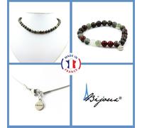 Parure Gioielli Braccialetto Collana Perle Diaspro Sangue A Dragone 8 Mm. Taglia