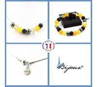 Parure Gioielli Braccialetto Collana Perle Ematite+Howlite Turchese+Taglia per